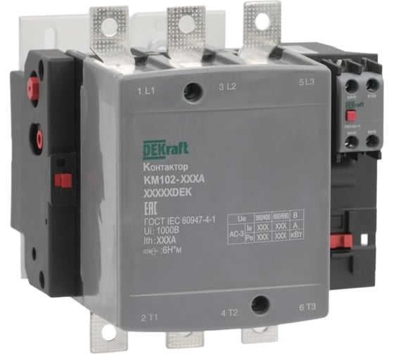 Контактор Dekraft 185А 380В_АС АС3_ АС4 1НО+1НЗ КМ-102 21950DEK