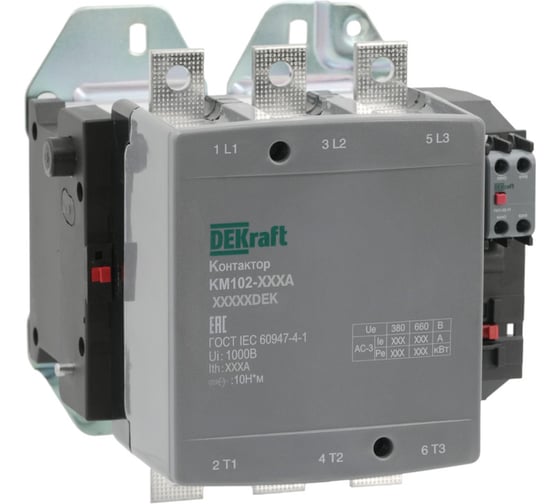 Контактор Dekraft 400А 380В_АС АС3_ АС4 1НО+1НЗ КМ-102 21968DEK