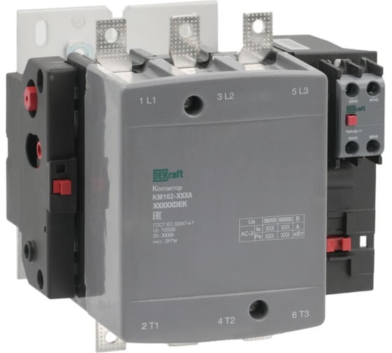 Контактор Dekraft 115А 110В_АС АС3_ АС4 1НО+1НЗ КМ-102 21936DEK