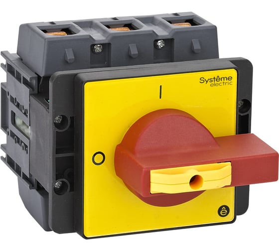 Выключатель разъединитель Systeme Electric 3P 125A IP20, с красной рукояткой на дверцу, 4 винта, 1 замок MSD125360R 1