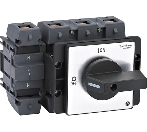Выключатель разъединитель Systeme Electric 4P 175A IP20, с черной рукояткой на дверцу, 4 винтами MSD175420B 1