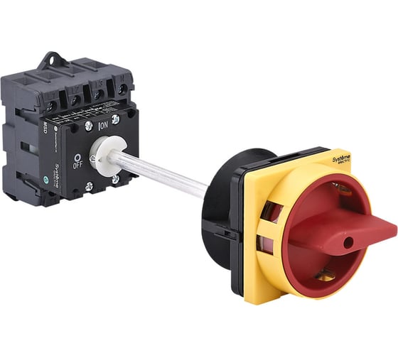 Выключатель разъединитель Systeme Electric 4P 40A IP20 с красной выносной рукояткой, на ДИН-рейке/плате, с замком MSD40440R 1