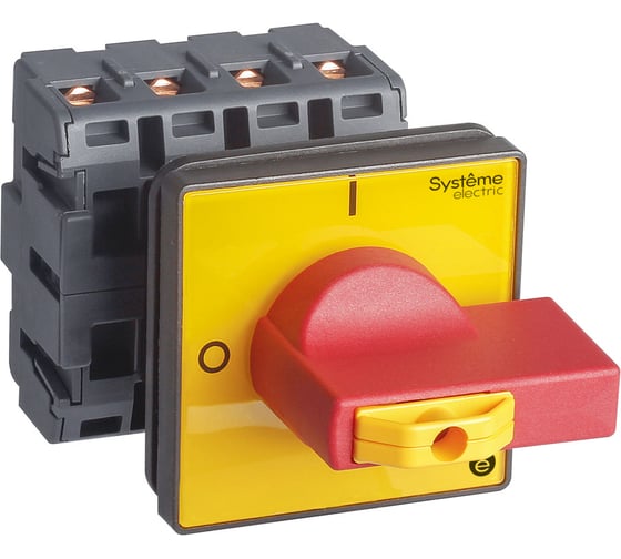 Выключатель разъединитель Systeme Electric 4P 40A IP20, с красной рукояткой на дверцу, 4 винта, 1 замок MSD40460R