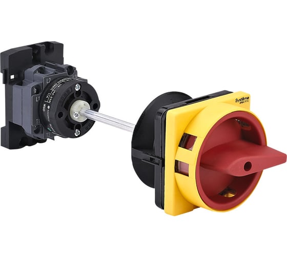 Выключатель разъединитель Systeme Electric 4P 20A IP20 с красной выносной рукояткой, на ДИН-рейке/плате, с замком MSD20440R 1
