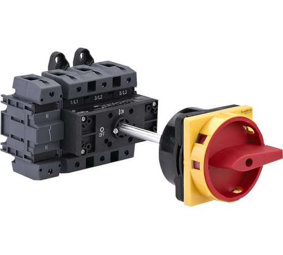 Выключатель разъединитель Systeme Electric 4P 125A IP20 с красной выносной рукояткой, на ДИН-рейке/плате, с замком MSD125440R 1