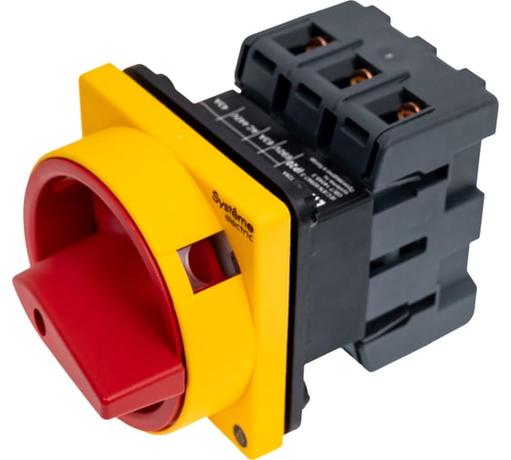 Выключатель разъединитель Systeme Electric 3P 63A IP20, с красной рукояткой на дверцу, 4 винтами С ЗАМКОМ MSD63310R