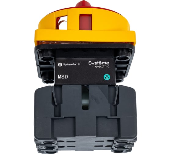 Выключатель разъединитель Systeme Electric 3P 63A IP20, с красной рукояткой на дверцу, 4 винтами С ЗАМКОМ MSD63310R