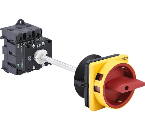 Выключатель разъединитель Systeme Electric 3P 63A IP20 с красной выносной рукояткой, на ДИН-рейке/плате, с замком MSD63340R
