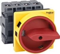 Выключатель разъединитель Systeme Electric 4P 63A IP20, с красной рукояткой на дверцу, 4 винтами С ЗАМКОМ MSD63410R