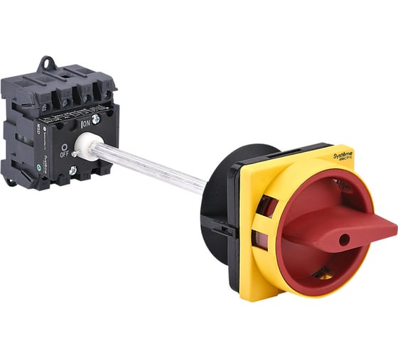 Выключатель разъединитель Systeme Electric 4P 32A IP20 с красной выносной рукояткой, на ДИН-рейке/плате, с замком MSD32440R 1