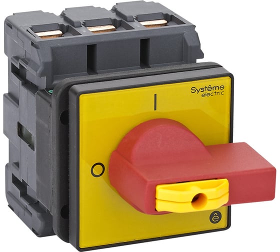 Выключатель разъединитель Systeme Electric 3P 80A IP20, с красной рукояткой на дверцу, 4 винта, 1 замок MSD80360R 1