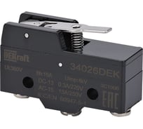 Миниатюрный концевой выключатель Dekraft 1НО1НЗ шарнирного типа с коротким рычагом 34026DEK