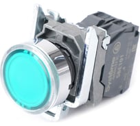 Кнопка Systeme Electric SB4 с подсветкой, в сборе, модульная, 22мм, зеленая, металл, 230-240В AC, 1НО SB4BW33M1