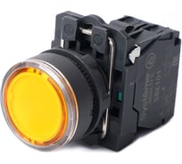 Кнопка Systeme Electric SB5 с подсветкой, в сборе, модульная, 22мм, желтая, пластик, 230-240В AC, 1НО SB5AW35M1