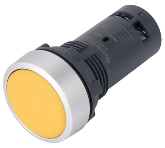 Кнопка Systeme Electric SB7 моноблочная, 22мм, желтая, с возвратом, металл, 1НО, IP65 SB7EA51
