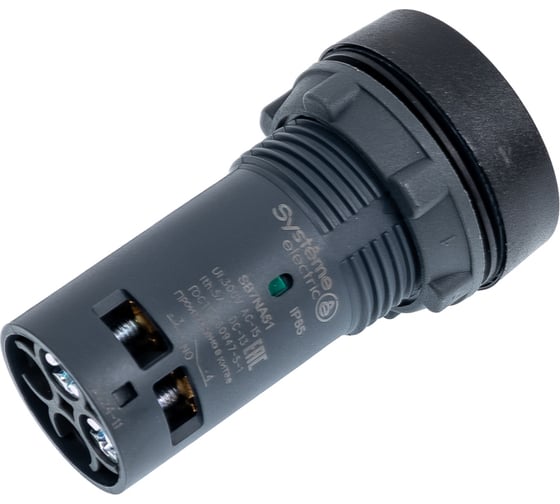 Кнопка Systeme Electric SB7 моноблочная, 22мм, черная, с возвратом, пластик, 1НО, IP65 SB7NA51
