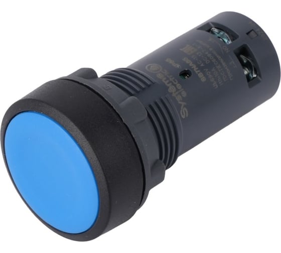Кнопка Systeme Electric SB7 моноблочная, 22мм, синяя, с возвратом, пластик, 1НО+1НЗ, IP65 SB7NA65