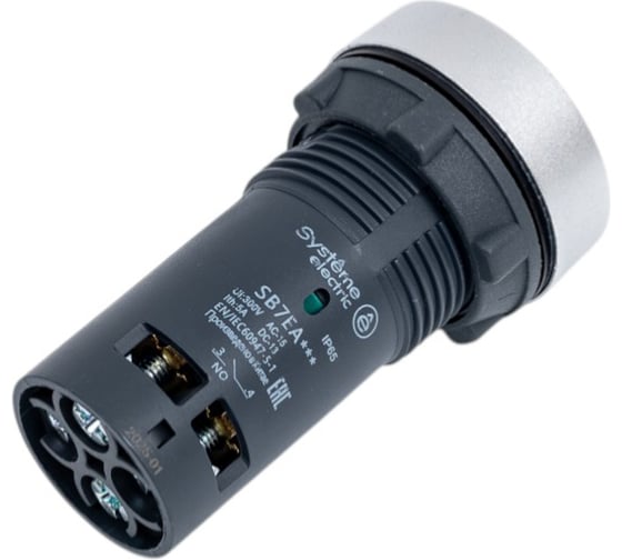 Кнопка Systeme Electric SB7 моноблочная, 22мм, красная, с возвратом, металл, 1НО+1НЗ, IP65 SB7EA45