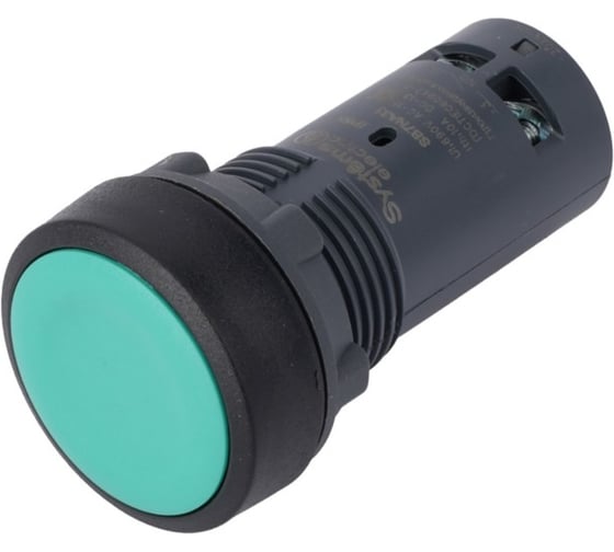 Кнопка Systeme Electric SB7 моноблочная, 22мм, зеленая, с возвратом, пластик, 1НО+1НЗ, IP65 SB7NA35 1