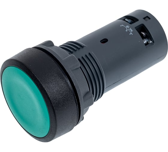 Кнопка Systeme Electric SB7 моноблочная, 22мм, зеленая, с возвратом, пластик, 1НО+1НЗ, IP65 SB7NA35
