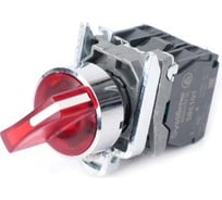 Переключатель Systeme Electric SB4 с подсветкой, в сборе, 22мм, 2поз, красный, с фиксацией, металл, 230В АС, 1НО+1НЗ SB4BK124M5