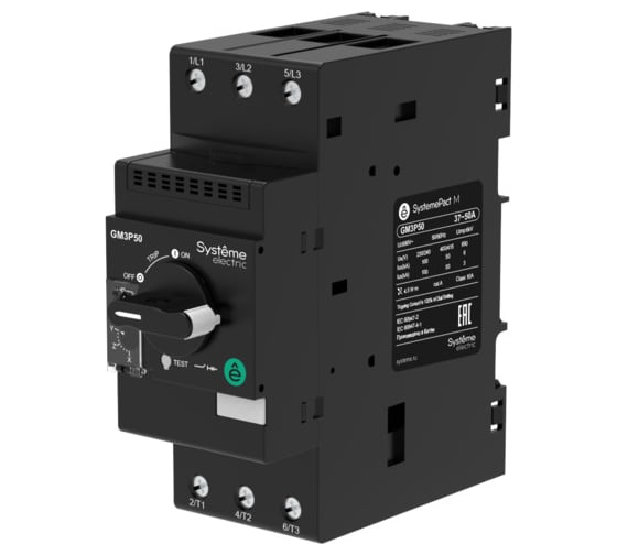 Автоматический выключатель защиты двигателя Systeme Electric GM3P 17-25A, комбинированный расцепитель, поворотная рукоятка, винтовой зажим (GV3P25) GM3P25 1