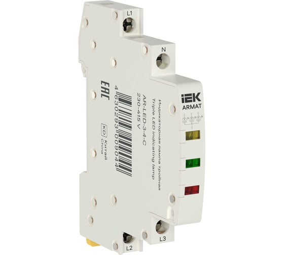 Лампа индикаторная тройная IEK ARMAT LED 230-415В AC 1 ж/з/кр AR-LED-3-4-C