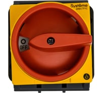 Выключатель-разъединитель Systeme Electric 3P, 100A, IP20, с красной рукоятной на дверцу 4 винтами с замком MSD100310R