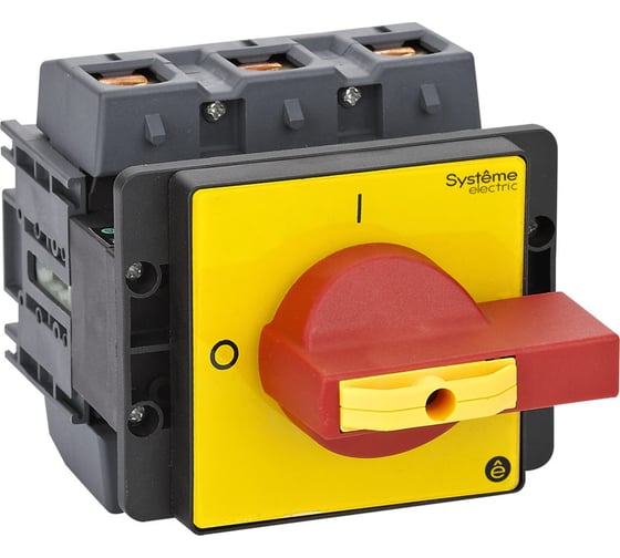 Выключатель-разъединитель Systeme Electric 3P, 175A, IP20, с красной рукоятной на дверцу 4 винта 1 замок MSD175360R 1
