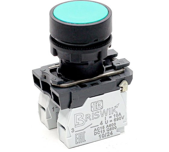 Выключатель Briswik КМЕ 6611м зеленый IP65 УХЛ2 10А 1но+1нз aB-PB-5Ai-0321 1