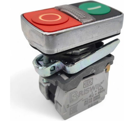 Выключатель Briswik КМЕ 8611м -ЛС 24В зел-красн IP65 УХЛ3 10А 1но+1нз aD-GB-5Ai-3621