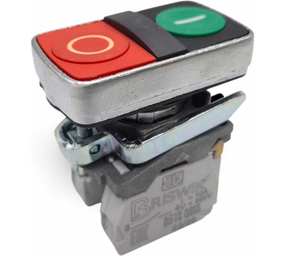 Выключатель Briswik КМЕ 8611м -С зел-красн IP65 УХЛ3 10А 1но+1нз aD-FB-5Ai-0621