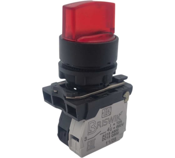 Переключатель Briswik КПЕ 1610 -РЛ 24В красный IP65 УХЛ2 10А 1но+0нз aB-XB-5Ai-3211 1