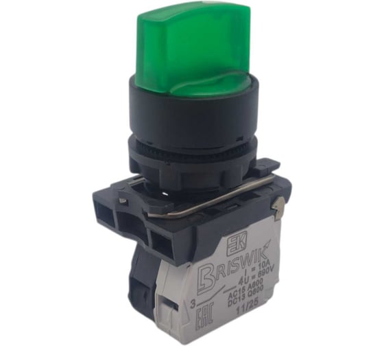 Переключатель Briswik КПЕ 1610 -РЛ 24В зеленый IP65 УХЛ2 10А 1но+0нз aB-XB-5Ai-3311 1