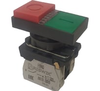 Выключатель кнопочный Briswik КМЕ 9111м -Л 220В зел-красн 1но+1нз Сдвоен выступ с Инд aB-GC-0Ai-7621