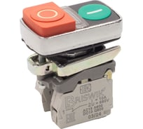 Выключатель кнопочный Briswik КМЕ 9711м -ЛС 24В зел-красн 1но+1нз Сдвоен выступ с Инд aD-GC-6Ai-3621