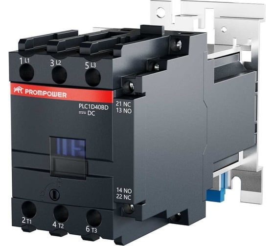 Контактор Prompower серии Pulse, ток 40А, 3 полюса, доп контакт 1НО+1НЗ, катушка 24DC PLC1D40BD