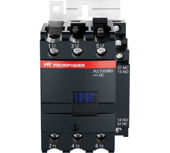 Контактор Prompower серии Pulse, ток 50А, 3 полюса, доп контакт 1НО+1НЗ, катушка 24DC PLC1D50BD 1
