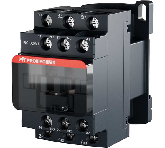 Контактор Prompower серии Pulse, ток 9А, 3 полюса, доп контакт 1НО+1НЗ, катушка 230AC PLC1D09M7