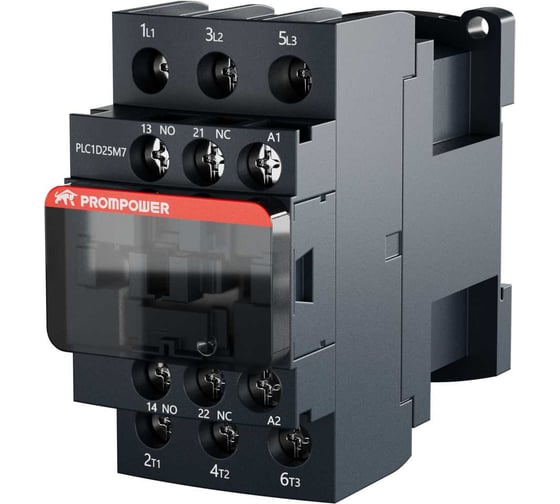 Контактор Prompower серии Pulse, ток 25А, 3 полюса, доп контакт 1НО+1НЗ, катушка 230AC PLC1D25M7