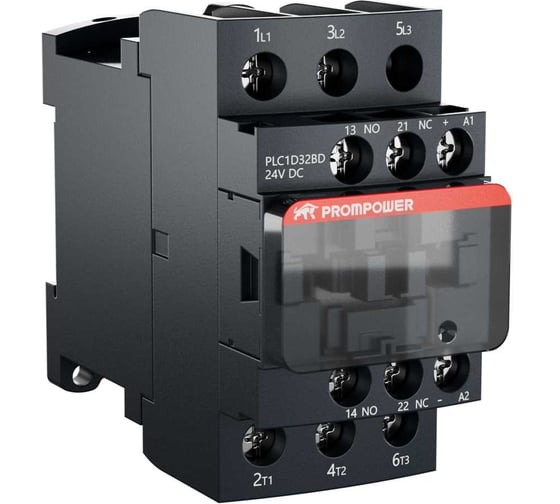 Контактор Prompower серии Pulse, ток 32А, 3 полюса, доп контакт 1НО+1НЗ, катушка 24DC PLC1D32BD 1