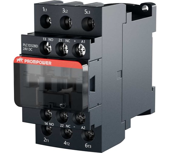 Контактор Prompower серии Pulse, ток 32А, 3 полюса, доп контакт 1НО+1НЗ, катушка 24DC PLC1D32BD