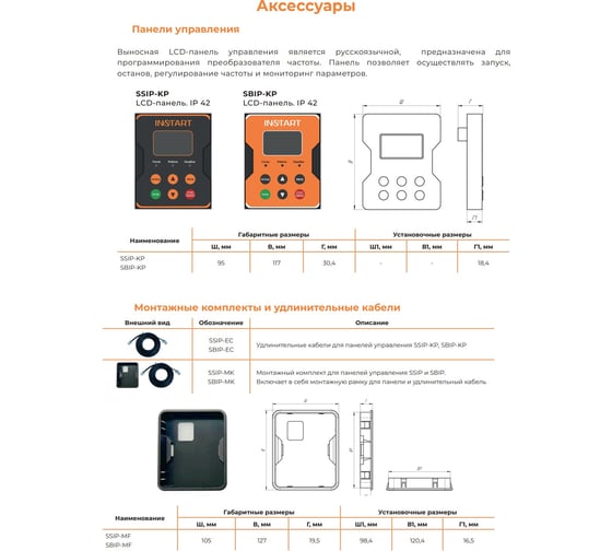 Устройство плавного пуска INSTART 160квт|320A| (SSIP-160/320-04), 3 ~ 342-440В, IP00, Modbus RTU, съемная панель, рускоязычное меню, без обводного контактора 00045600