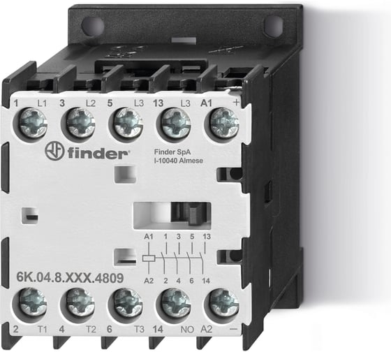 Миниконтактор Finder 4NO 12A (АС3 400В); контакты AgSnO2; катушка 24В DС; степень защиты IP20 6K0490244312 1