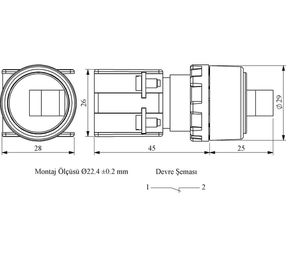 Тумблер Emas 1НЗ KB12C