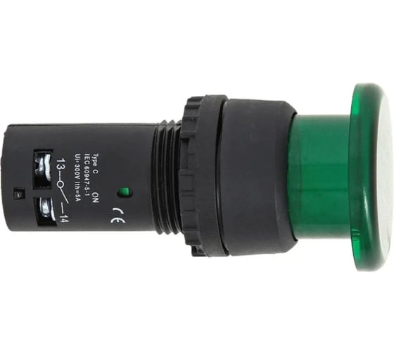 Кнопка APEX SW2C-MD зеленая, с подсветкой, NO, Грибок, 220В AC SC22329 1