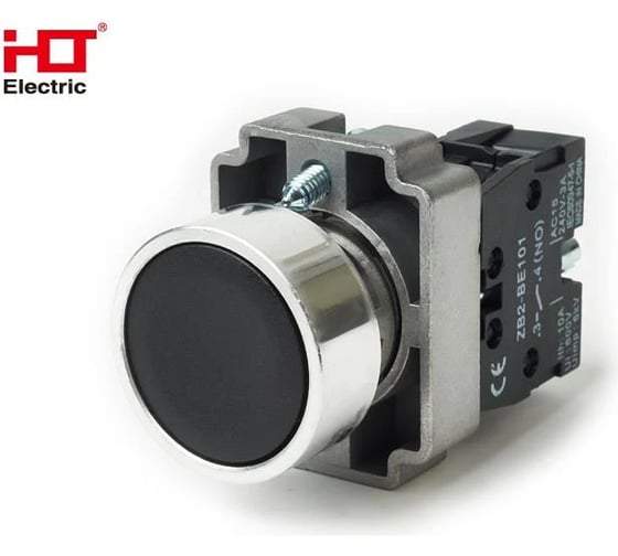 Кнопка HLT BA21 NO, 230B, IP40, черная, 20штук/упаковка 085-07-001