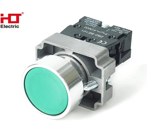 Кнопка HLT BA31 NO, 230B, IP40, зеленая, 20штук/упаковка 085-07-002