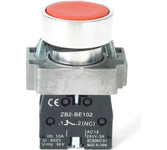 Кнопка HLT BA42 NC, 230B, IP40, красная, 20штук/упаковка 085-07-004
