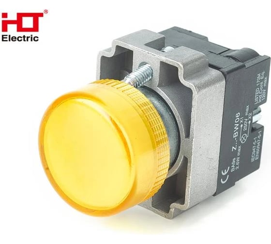 Лампа сигнальная HLT CB2-BV65(LED) желтый 230В IP54, 20штук/упаковка 085-06-075